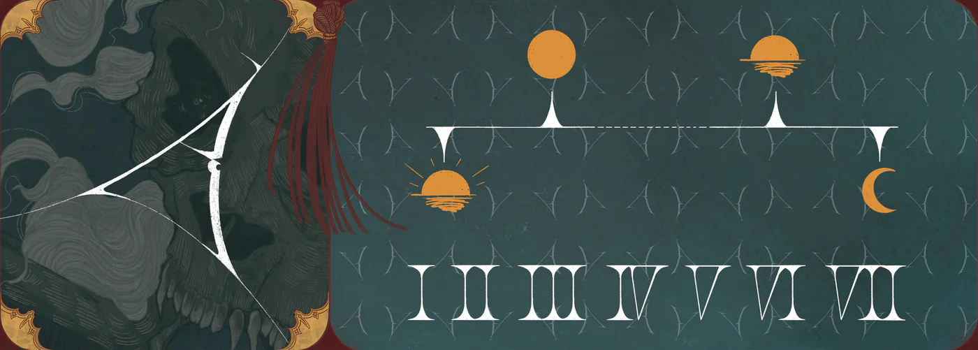 The Festival Ticket, the Follower Gift of Artalis: a card that tracks days I to VII with the phases of the sun and moon